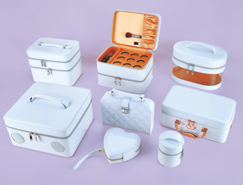 White mirror-like PU makeup box